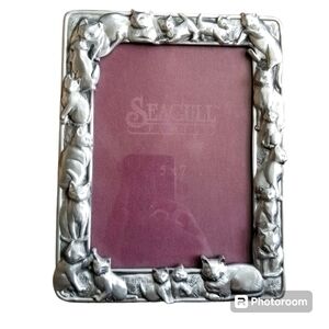 5x7" Seagull pewter frame with cats EUC